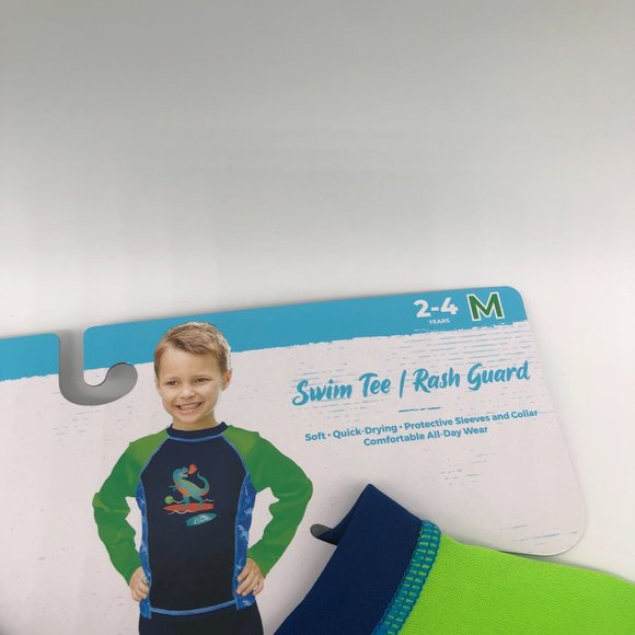Sun Smart Kids Swim Tee Shirt Rash Guard UPF 50+, Surfing Dinosaur, Medium NWT - Picture 3 of 4